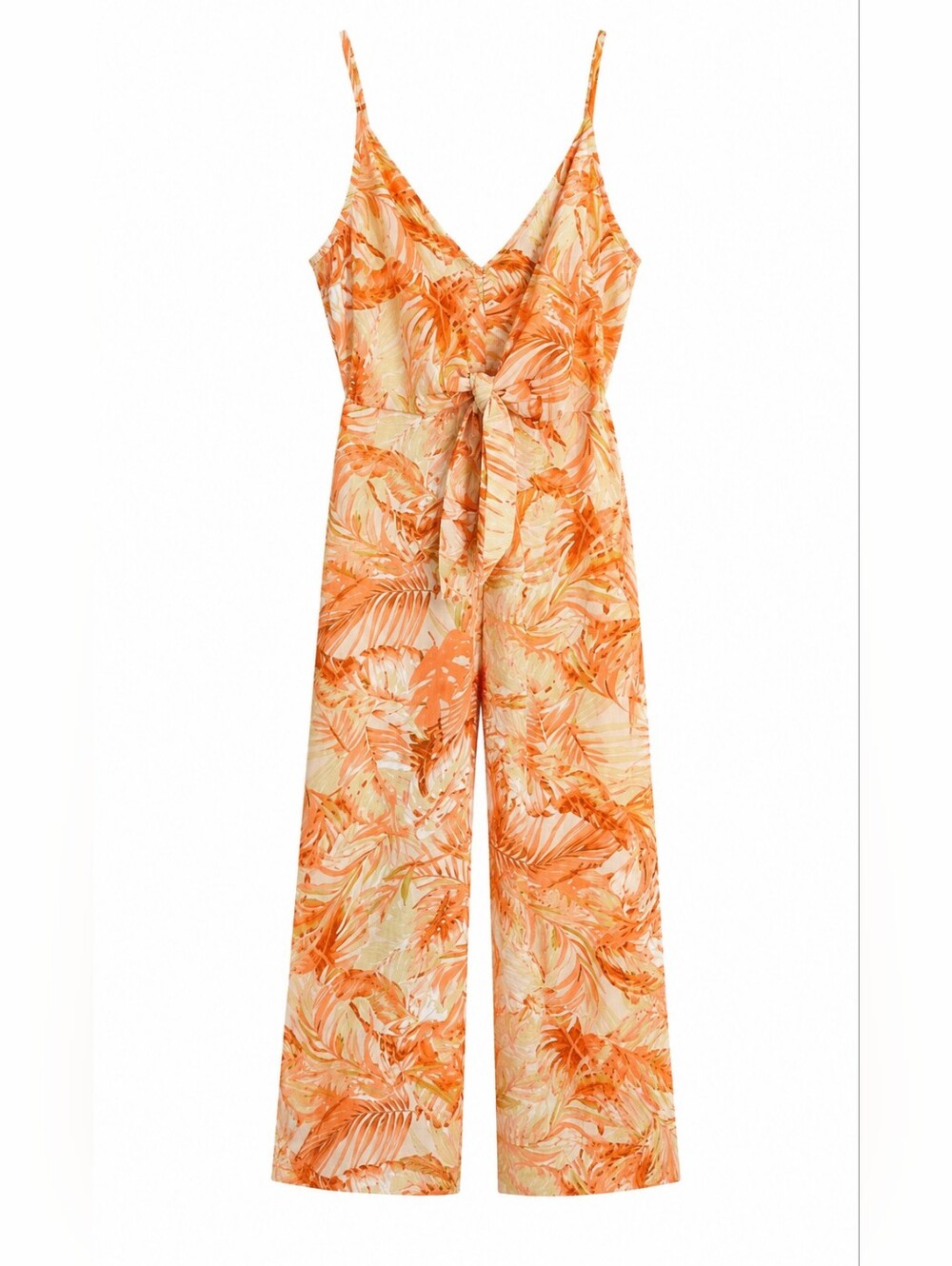 Timing Orange and Cream Tropical Print Jumpsuit